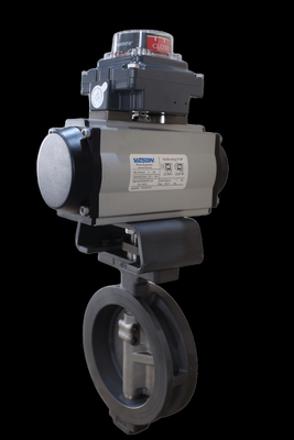 Valvola a burro rivestita in PFA e PTFE BFV tipo flangia Wafer tipo farfalla Valvole pneumatiche On Off Valve