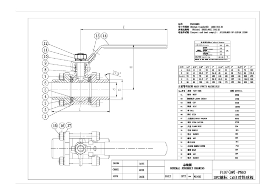 1000 WOG 3 pezzi 316 Stainless Steel Socket Weld Ball Valve con manico di blocco