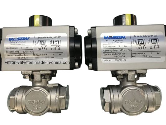 Pneumatic Actuated Ball Valve with 2-PC Screwed End and PN1.0-32.0MPa Pressure Rating for Industrial Use with 12 Months Warranty