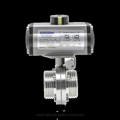 Actuated Sanitary Ball Valve with Tri-Clamp Connection, Full Port Design, and 1000 PSI WOG Rating