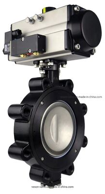 Valvola a farfalla con doppia flangia ANSI 150lb, progettata esperta con sede in PTFE e sistema di trasmissione a ingranaggi remoto