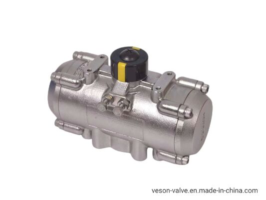 Attuatore pneumatico resistente alla corrosione in acciaio inossidabile con design a pignone a scaffale di alluminio anodizzato