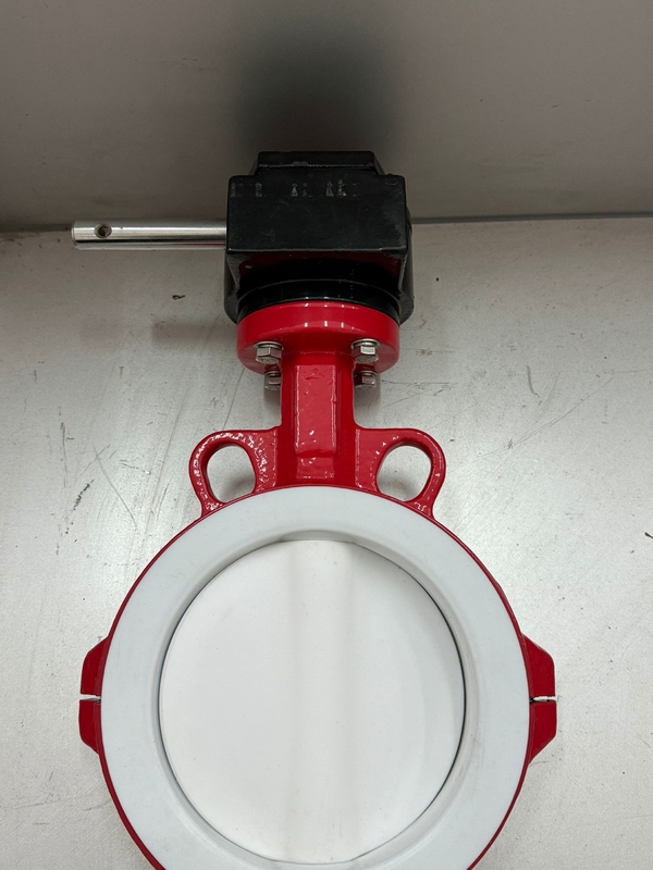 Valvola a burro rivestita in PFA e PTFE BFV tipo flangia Wafer tipo farfalla Valvole pneumatiche On Off Valve